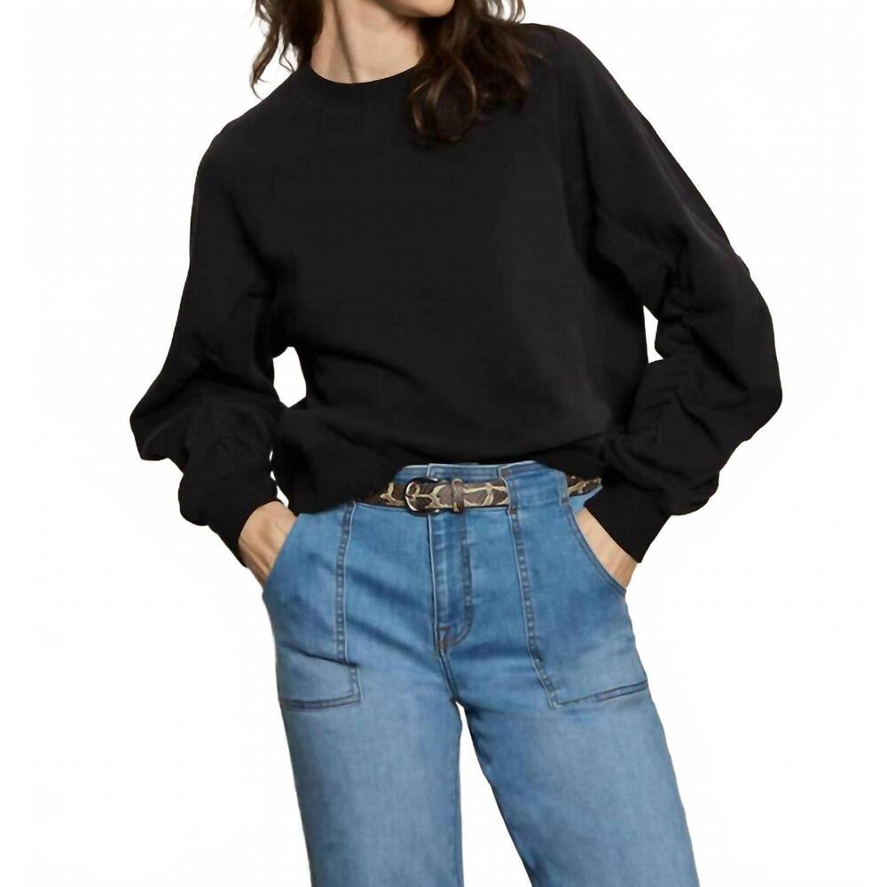NEW SANCTUARY shirred sleeve sweatshirt in black